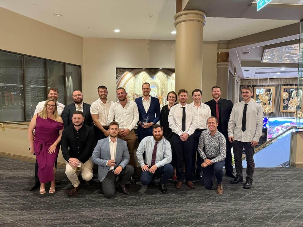 Water Tight Canberra team celebrating at the Master Plumbers ACT Awards in Canberra.